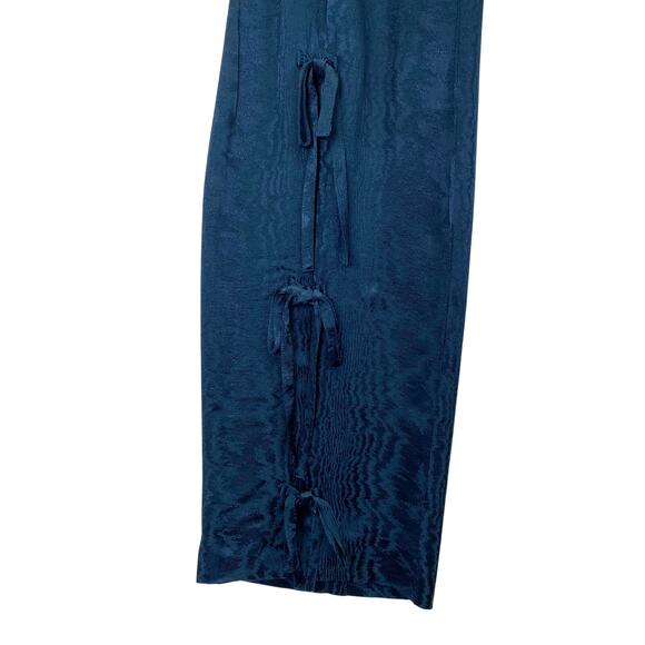 Cinq A Sept Keaton Jacquard Patterned Pants w/ Leg Bow Ties Peacock Blue Size 2 - Picture 8 of 12